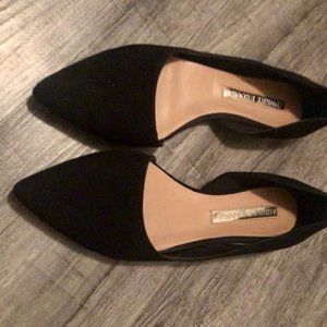 Black, suede, pointed toe flats